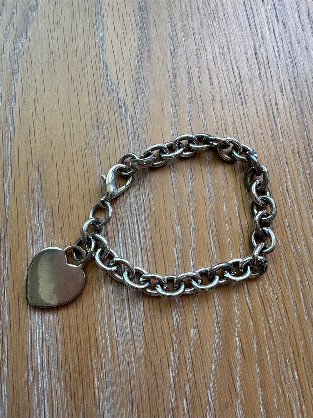 Silver Heart Charm Chain Bracelet